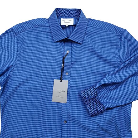 Ted Baker Other - NWT Ted Baker Endurance Dress Shirt Mens 16 34/35 Blue Shot Gingham Long Sleeve